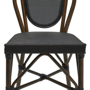 EuroStyle Erlend Outdoor Barstool Aluminum Frame Textilene Mesh Stackable Contract Grade Patio Seating Brown 90391-BLK