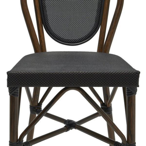 EuroStyle Erlend Outdoor Barstool Aluminum Frame Textilene Mesh Stackable Contract Grade Patio Seating Brown 90391-BLK