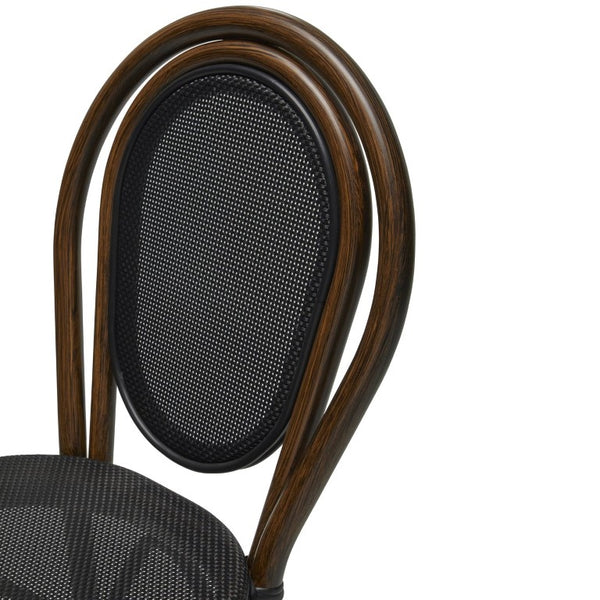 EuroStyle Erlend Outdoor Barstool Aluminum Frame Textilene Mesh Stackable Contract Grade Patio Seating Brown 90391-BLK