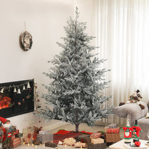 English Elm Homcom 7.5Ft Nordic Pine Snow Flocked Christmas Tree With Easy Assembly & Stable Metal Stand For Holidays W2225P229279