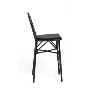 EuroStyle Erlend Outdoor Barstool Aluminum Frame Textilene Mesh Stackable Contract Grade Patio Seating Black 90393-BLK