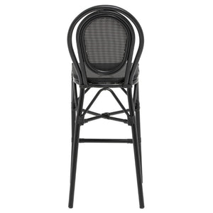 EuroStyle Erlend Outdoor Barstool Aluminum Frame Textilene Mesh Stackable Contract Grade Patio Seating Black 90393-BLK