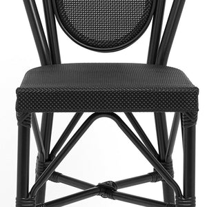 EuroStyle Erlend Outdoor Barstool Aluminum Frame Textilene Mesh Stackable Contract Grade Patio Seating Black 90393-BLK