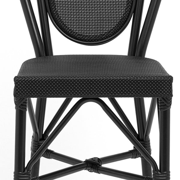 EuroStyle Erlend Outdoor Barstool Aluminum Frame Textilene Mesh Stackable Contract Grade Patio Seating Black 90393-BLK