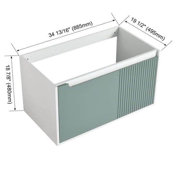 English Elm 36'' 36" Floating Wall-Mounted Bathroom Vanity Cabinet, 2-Door Soft-Close Hinges, Eco Plywood, Water-Resistant Finish W999P146238