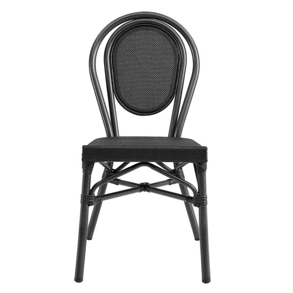 EuroStyle Erlend Stackable Outdoor Dining Chairs Textilene Mesh Aluminum Frame Set of 2 Black 90397-BLK