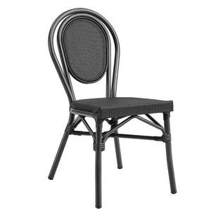 EuroStyle Erlend Stackable Outdoor Dining Chairs Textilene Mesh Aluminum Frame Set of 2 Black 90397-BLK