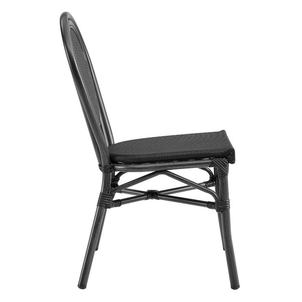 EuroStyle Erlend Stackable Outdoor Dining Chairs Textilene Mesh Aluminum Frame Set of 2 Black 90397-BLK