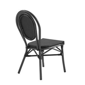 EuroStyle Erlend Stackable Outdoor Dining Chairs Textilene Mesh Aluminum Frame Set of 2 Black 90397-BLK