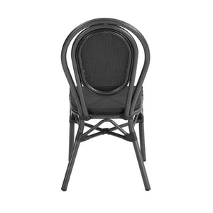 EuroStyle Erlend Stackable Outdoor Dining Chairs Textilene Mesh Aluminum Frame Set of 2 Black 90397-BLK