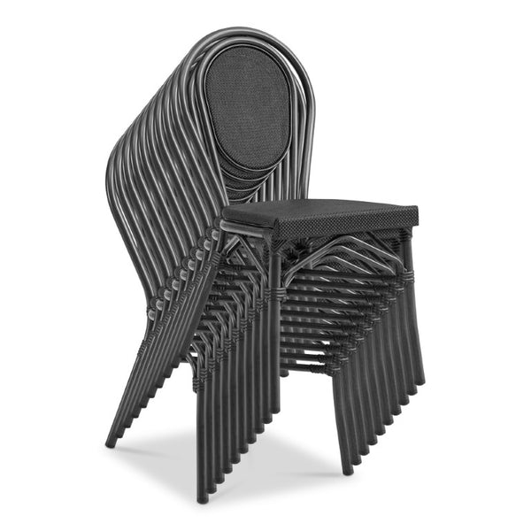 EuroStyle Erlend Stackable Outdoor Dining Chairs Textilene Mesh Aluminum Frame Set of 2 Black 90397-BLK