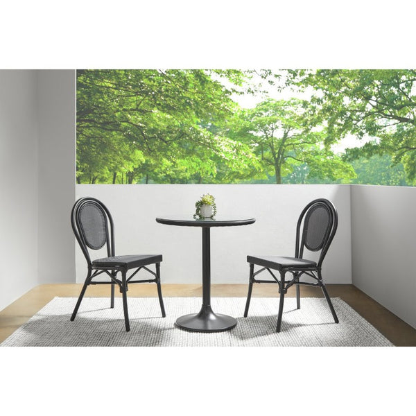 EuroStyle Erlend Stackable Outdoor Dining Chairs Textilene Mesh Aluminum Frame Set of 2 Black 90397-BLK