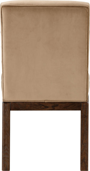 Meridian Furniture Evelyn Channel Tufted Velvet Dining Chair with Solid Ash Legs for Elegant Modern Spaces Beige 903 903Beige-C