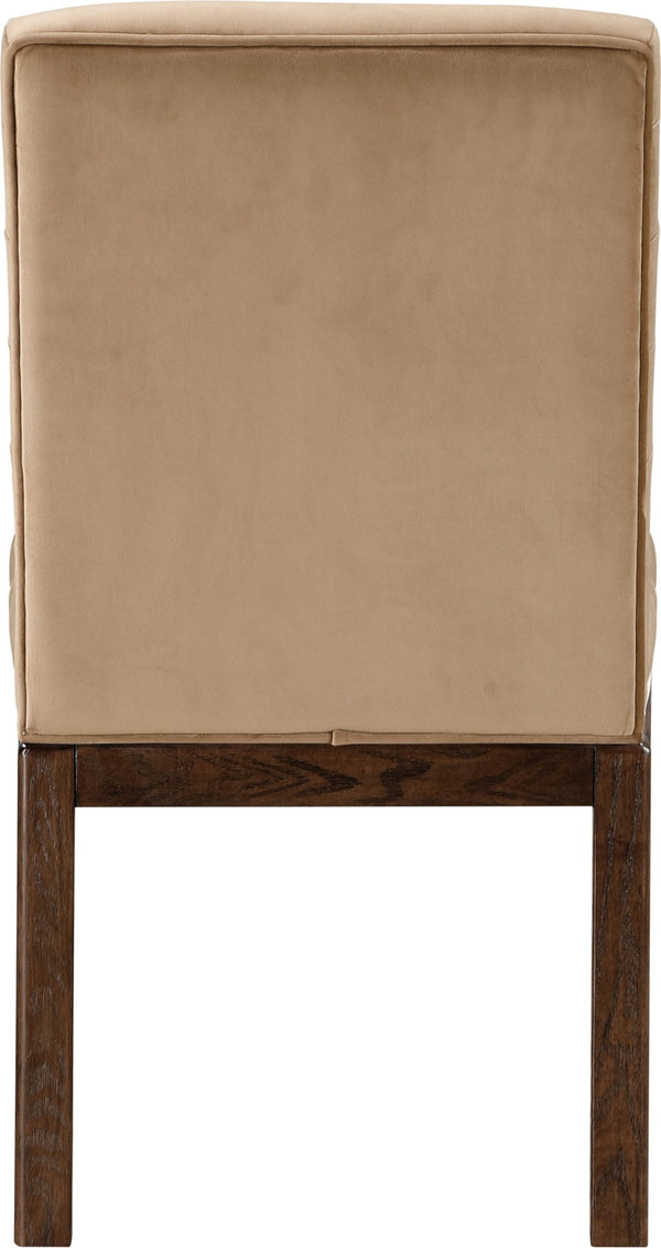 Meridian Furniture Evelyn Channel Tufted Velvet Dining Chair with Solid Ash Legs for Elegant Modern Spaces Beige 903 903Beige-C
