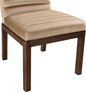 Meridian Furniture Evelyn Channel Tufted Velvet Dining Chair with Solid Ash Legs for Elegant Modern Spaces Beige 903 903Beige-C