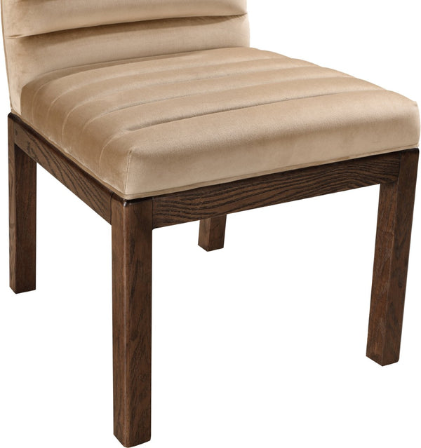 Meridian Furniture Evelyn Channel Tufted Velvet Dining Chair with Solid Ash Legs for Elegant Modern Spaces Beige 903 903Beige-C