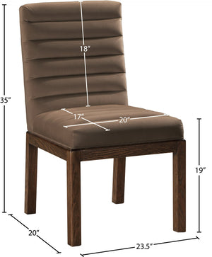 Meridian Furniture Evelyn Channel Tufted Velvet Dining Chair with Solid Ash Legs for Elegant Modern Spaces Brown 903 903Brown-C