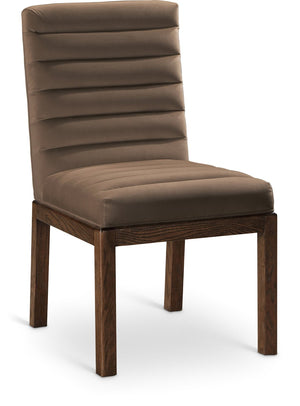 Meridian Furniture Evelyn Channel Tufted Velvet Dining Chair with Solid Ash Legs for Elegant Modern Spaces Brown 903 903Brown-C