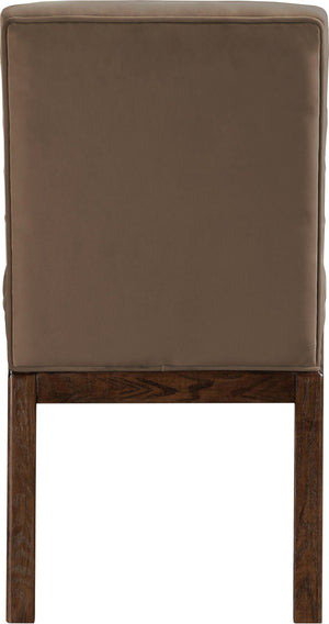 Meridian Furniture Evelyn Channel Tufted Velvet Dining Chair with Solid Ash Legs for Elegant Modern Spaces Brown 903 903Brown-C