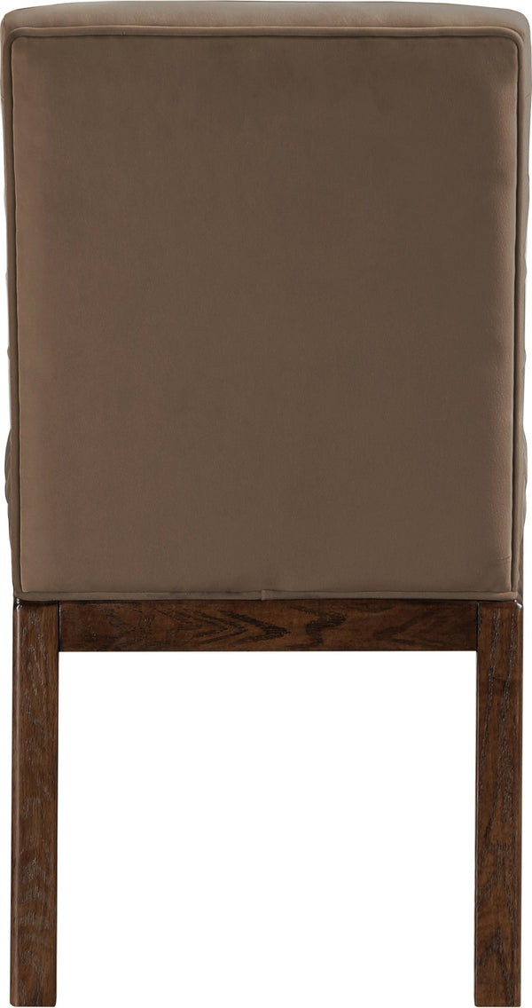 Meridian Furniture Evelyn Channel Tufted Velvet Dining Chair with Solid Ash Legs for Elegant Modern Spaces Brown 903 903Brown-C