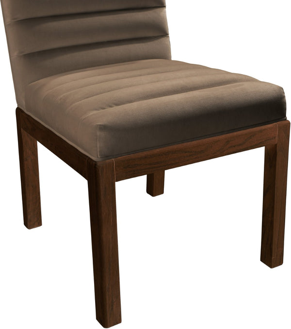 Meridian Furniture Evelyn Channel Tufted Velvet Dining Chair with Solid Ash Legs for Elegant Modern Spaces Brown 903 903Brown-C