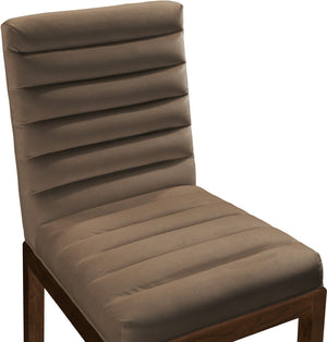 Meridian Furniture Evelyn Channel Tufted Velvet Dining Chair with Solid Ash Legs for Elegant Modern Spaces Brown 903 903Brown-C