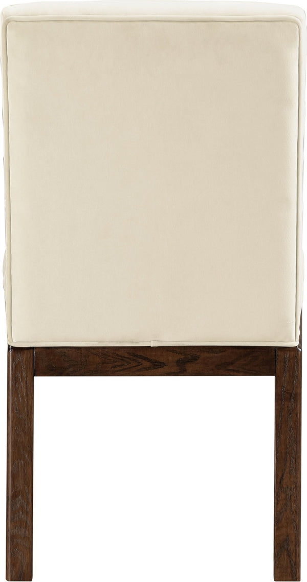 Meridian Furniture Evelyn Channel Tufted Velvet Dining Chair with Solid Ash Legs for Elegant Modern Spaces Cream 903 903Cream-C