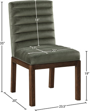 Meridian Furniture Evelyn Channel Tufted Velvet Dining Chair with Solid Ash Legs for Elegant Modern Spaces Green 903 903Green-C