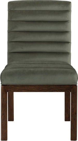 Meridian Furniture Evelyn Channel Tufted Velvet Dining Chair with Solid Ash Legs for Elegant Modern Spaces Green 903 903Green-C