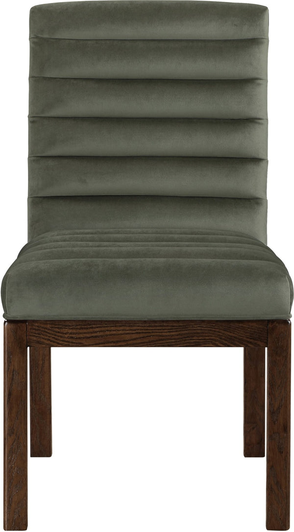 Meridian Furniture Evelyn Channel Tufted Velvet Dining Chair with Solid Ash Legs for Elegant Modern Spaces Green 903 903Green-C