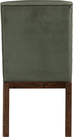 Meridian Furniture Evelyn Channel Tufted Velvet Dining Chair with Solid Ash Legs for Elegant Modern Spaces Green 903 903Green-C