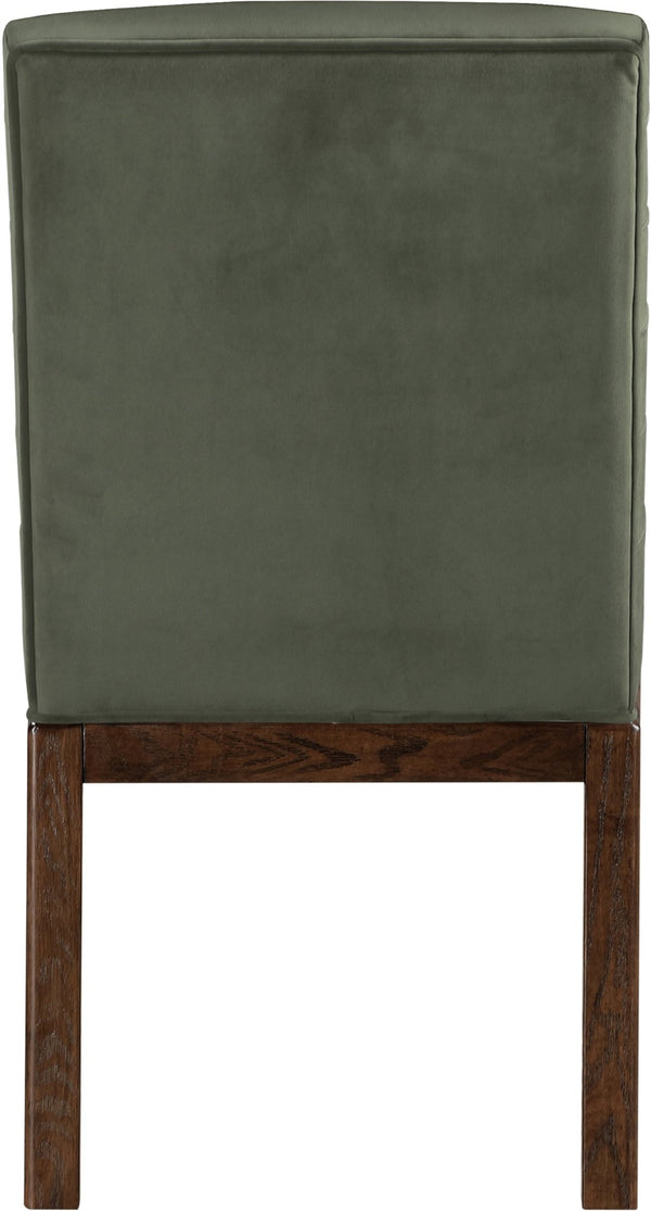 Meridian Furniture Evelyn Channel Tufted Velvet Dining Chair with Solid Ash Legs for Elegant Modern Spaces Green 903 903Green-C