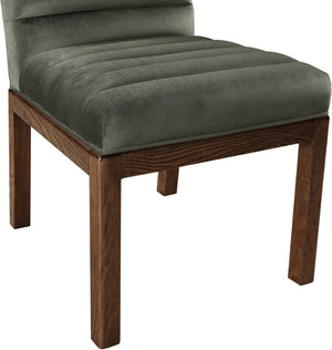 Meridian Furniture Evelyn Channel Tufted Velvet Dining Chair with Solid Ash Legs for Elegant Modern Spaces Green 903 903Green-C