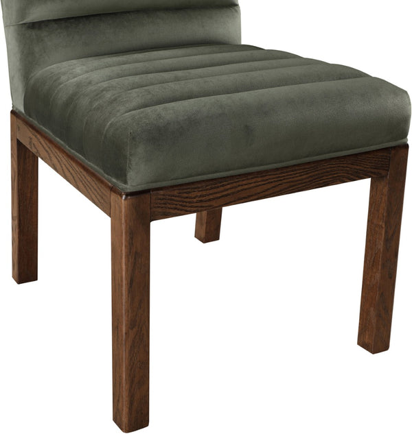 Meridian Furniture Evelyn Channel Tufted Velvet Dining Chair with Solid Ash Legs for Elegant Modern Spaces Green 903 903Green-C