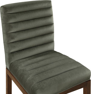 Meridian Furniture Evelyn Channel Tufted Velvet Dining Chair with Solid Ash Legs for Elegant Modern Spaces Green 903 903Green-C