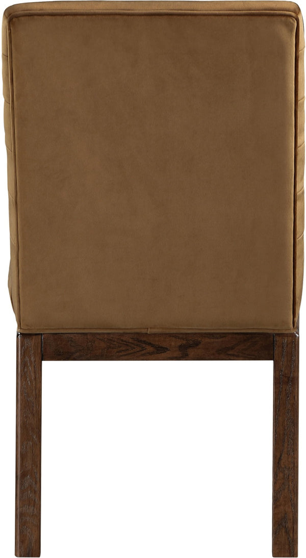 Meridian Furniture Evelyn Channel Tufted Velvet Dining Chair with Solid Ash Legs for Elegant Modern Spaces Saddle 903 903Saddle-C