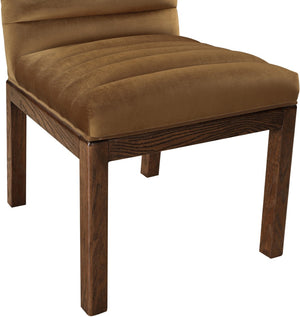 Meridian Furniture Evelyn Channel Tufted Velvet Dining Chair with Solid Ash Legs for Elegant Modern Spaces Saddle 903 903Saddle-C
