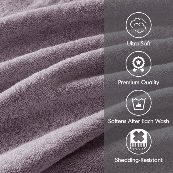 JLA Home Madison Park Signature - Ultra-Soft 100% Cotton Towels with 800 GSM Plush Pile, Antimicrobial Finish and Oeko-Tex Safety Light Purple MPS73-469