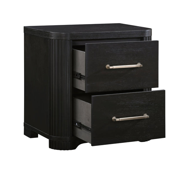 English Elm Modern Charcoal Nightstand - Gilbert Collection Oak Veneer, 2 Dovetail Drawers, Brass Pulls, 26"H Elegance B011P374530