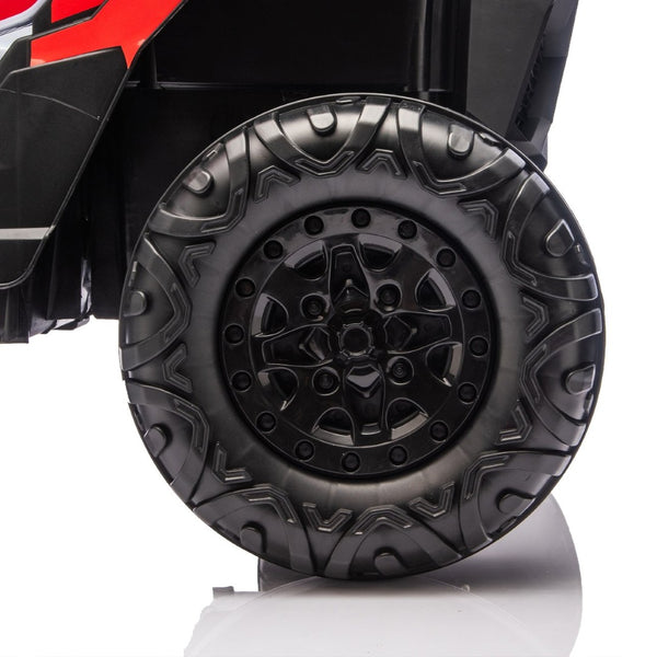English Elm 12v Kids Electric Utv Ride on Toy with Parental Remote Swing Function and Shock Absorbers Black W1578P368160