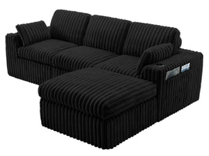 English Elm L Shaped Modular Corduroy Sectional Sofa Foam Coil Support Space Saving Living Room W1825P405161
