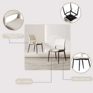 English Elm Modern Pu Leather Dining Chair Set with Ergonomic Backrest and Powder Coated Metal Frame White Pu W1727P426736