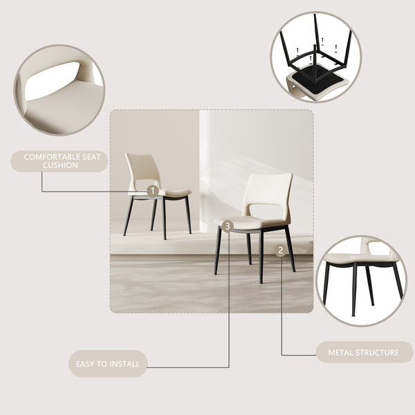 English Elm Modern Pu Leather Dining Chair Set with Ergonomic Backrest and Powder Coated Metal Frame White Pu W1727P426736
