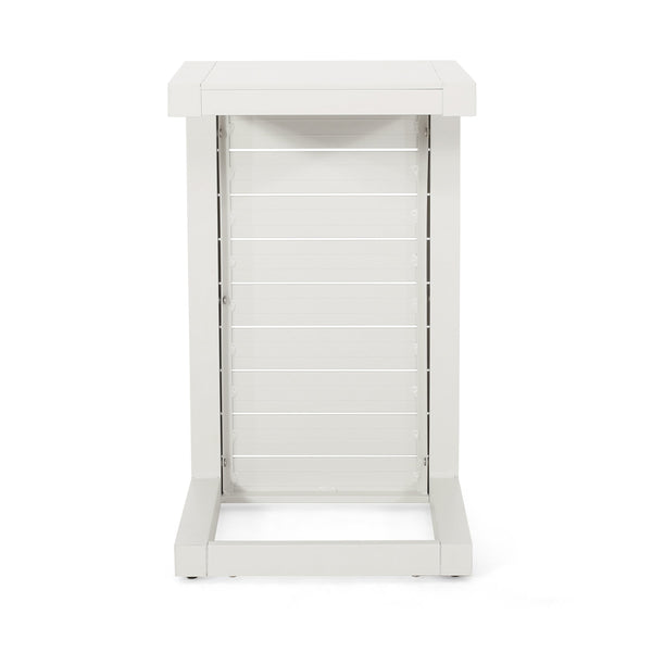 English Elm Christopher Knight Home® - CAPE C-shaped Aluminum Outdoor Side Table for Patio & Poolside — Lightweight, Weather-Resistant Design White 59990.00WHI