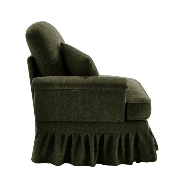 English Elm Sofa Chenille Sectional with Detachable Skirt Sculptural Curves Mid-century Living Room W3041P332635