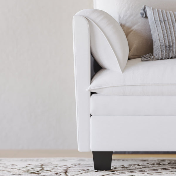 English Elm 107.8'' Large L-Shaped 3 Seater Sofa With Movable Ottoman & Storage Pockets For Modern Living Spaces W680S00044