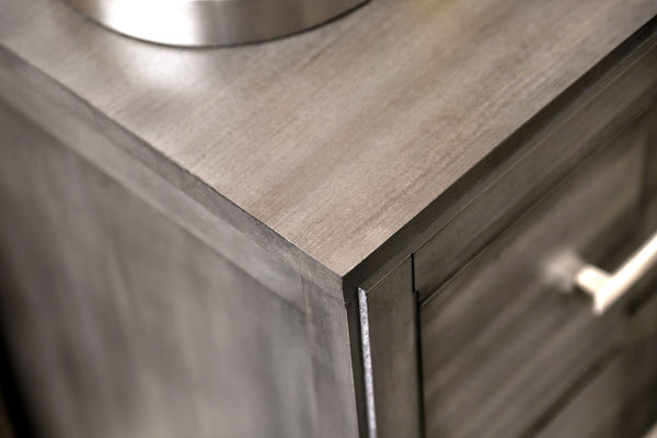 English Elm Transitional Solid Wood Chest with Five Smooth Glide Drawers, Felt-Lined Top, Timeless Design Gray 37 L x 20 W x 53 H B2741P368920