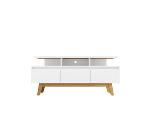 English Elm Yonkers 63" White Tv Stand - Modern Design With Concealed Storage, Open Shelves & Cable Management B365P398394-GIGA