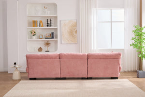 English Elm United We Win Plush U-Shaped Cloud Couch Set With 2 Ottomans & Bolster Pillows For Cozy Living Room W1568S00198-GIGA