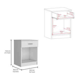 English Elm Eco Nightstand Sleek Modern End Table with Drawer and Open Shelf for Small Spaces and Durable Use White 25.6 L x 18.5 W x 5.5 H B07091853